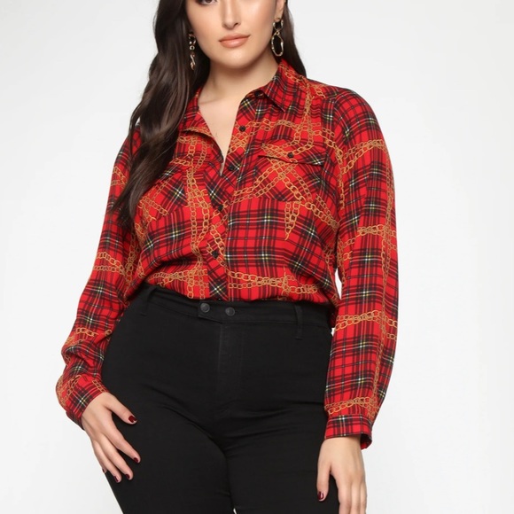 Red/Black plaid with Chains - Picture 1 of 2